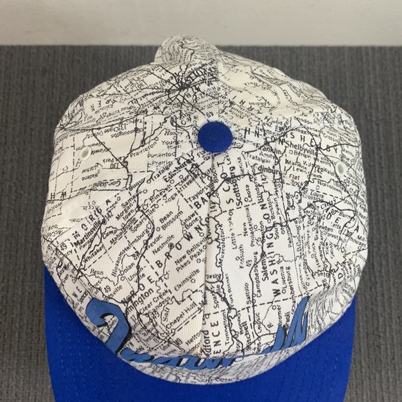 Vintage Indiana Road Map Snapback Hat Mens OSFA Blue White P Caps Made in USA - Picture 6 of 15